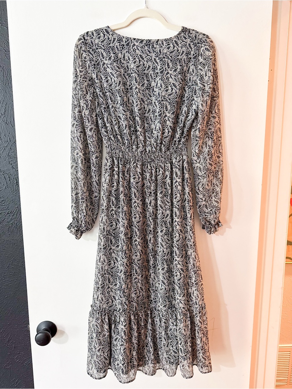 Sezane Titiane Dress in Printed Black and White Floral Paisley Size 36 US 4 - Picture 7 of 10